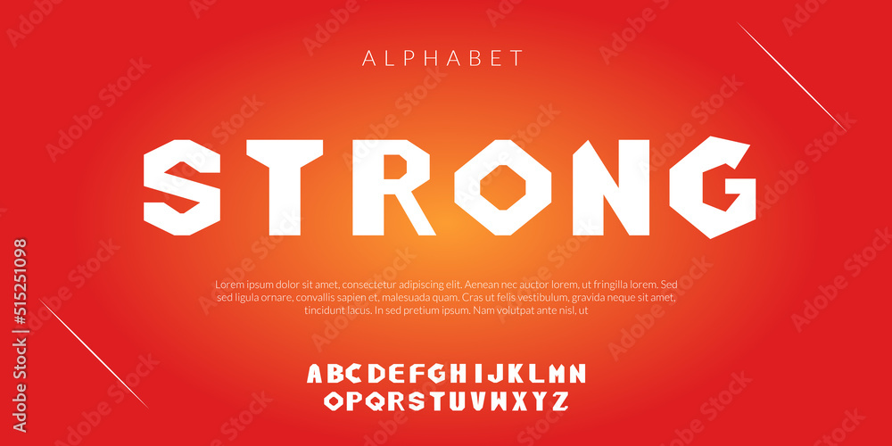 vector alphabet font, modern sharp lettering style.