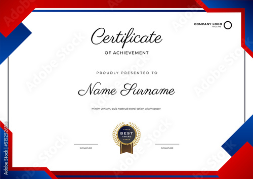 achievement certificate. Template diploma with luxury and modern pattern background. Achievement certificate.