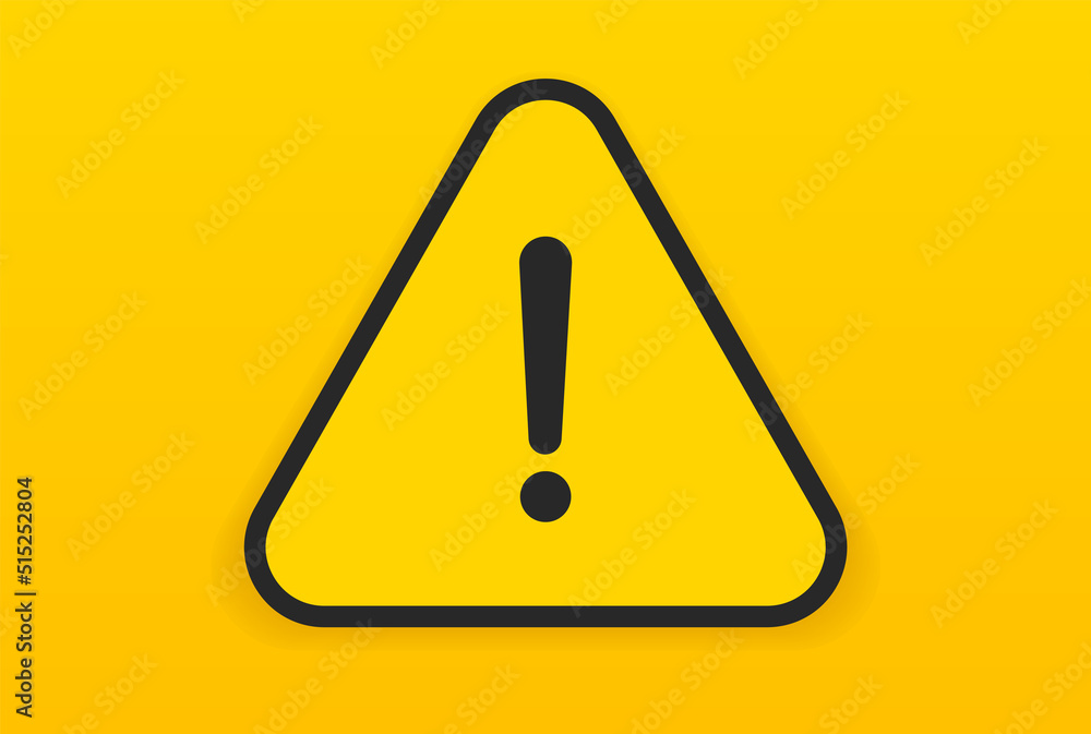 Caution icon, exclamation mark, warning signs. Isolated attention triangle symbol on white background. Warning alert error concept with black yellow and red colors. Caution icon, exclamation mark, warning signs. Isolated attention triangle symbol on white background. Warning alert error concept with black yellow and red colors.