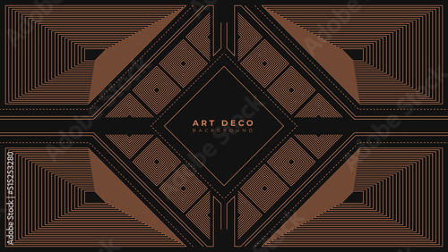 Art deco frame. Vintage linear border. Design a template for invitations, leaflets and greeting cards. The style of the 1920s - 1930s. Vector illustration