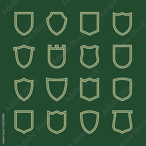 Collection of shield icon vector template double outline