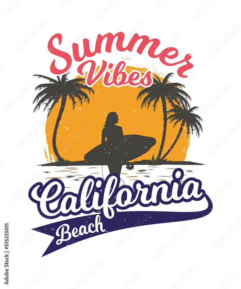 Obraz premium Summer Vibes California Beach Vintage Tshirt Design