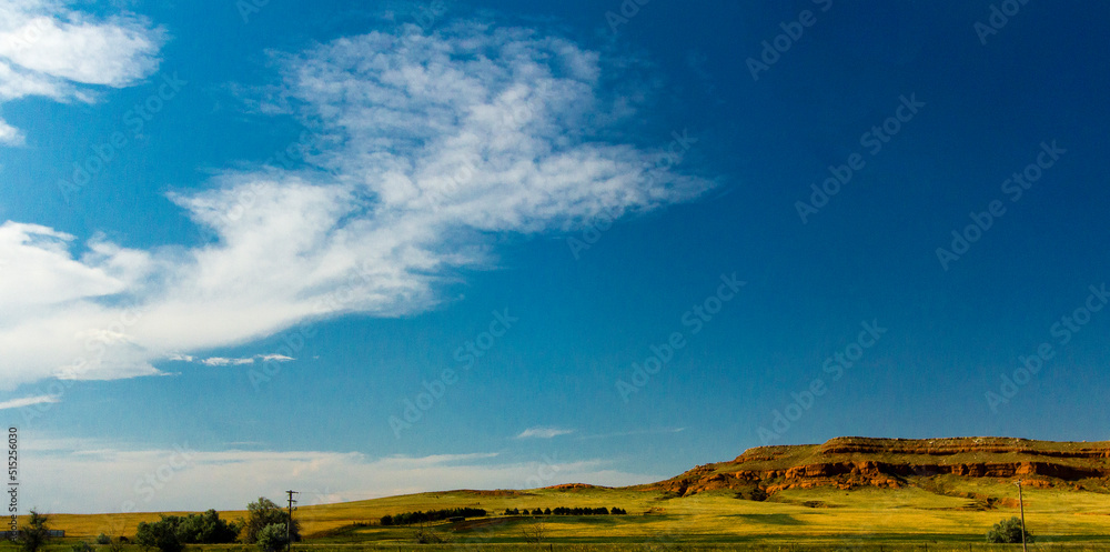 Northeast Wyoming seen from Interstate 90 during a summer day Northeast Wyoming seen from Interstate 90 during a summer day