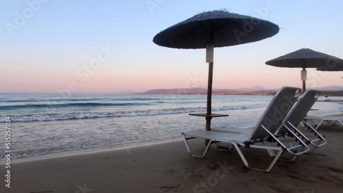 Beach at evening with waves photo