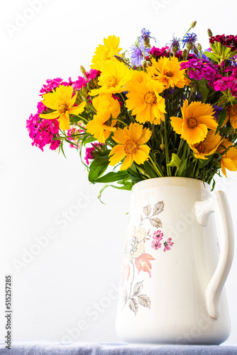 Wallpaper Mural Beautiful summer bouquet of carnations, cornflowers and yellow chamomiles, part of home interior Torontodigital.ca