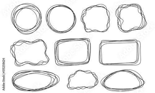 Doodle dribble lines in different shapes