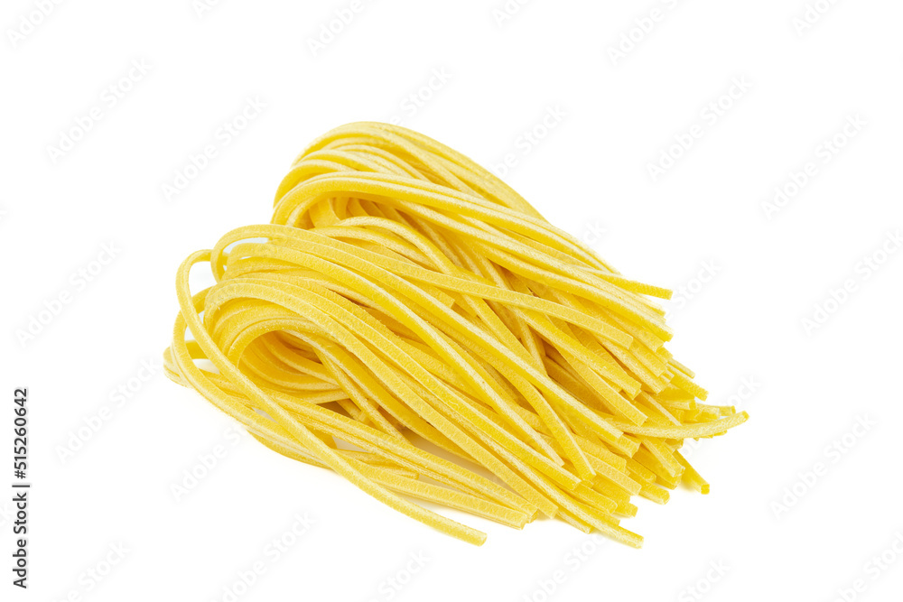 Bunch of spaghetti. Spaghetti pasta for cooking on white background.