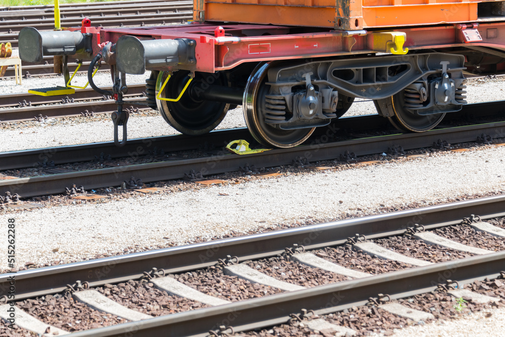 buffers container wagon railroad tracks sunny day buffers container wagon railroad tracks sunny day