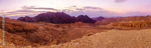 Obraz na płótnie Sunrise panorama of Mount Shlomo and the Gulf of Aqaba w salonie
