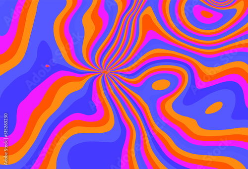 Op-art acidic background with distorted texture in neon colors. Concept of hallucinations and visions.