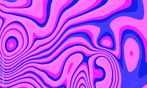 Trippy glitch background in style of psychedelic 60s and 70s parties with bright acidic rainbow colors and a winding geometric wavy pattern.