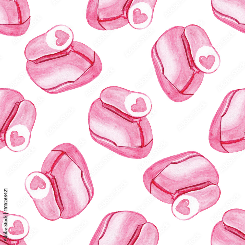Watercolor pink figure puncher seamless pattern on white background Watercolor pink figure puncher seamless pattern on white background