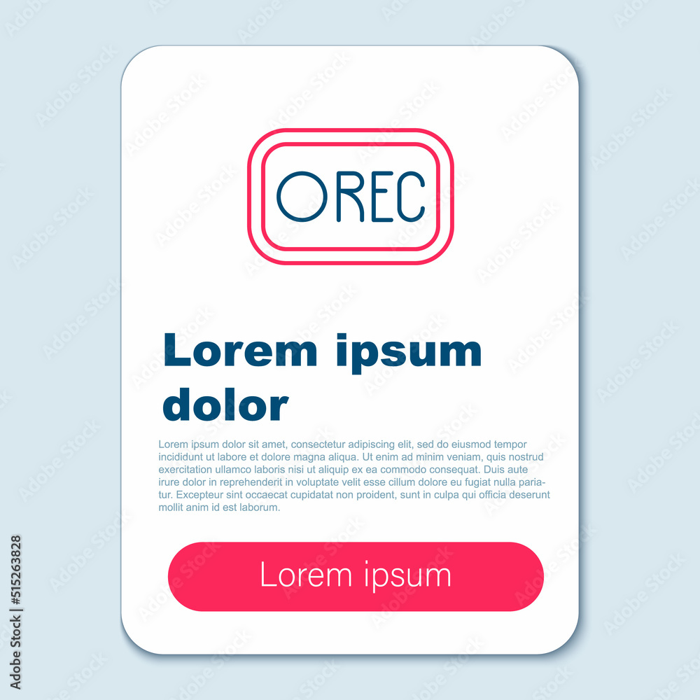 Line Record button icon isolated on grey background. Rec button. Colorful outline concept. Vector Line Record button icon isolated on grey background. Rec button. Colorful outline concept. Vector