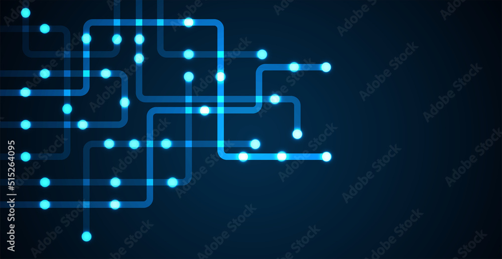 Circuit connect lines and dots. Network technology and Connection concept. Decentralized network nodes connections