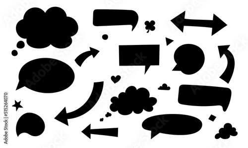 Set of speech bubbles arrows and shapes