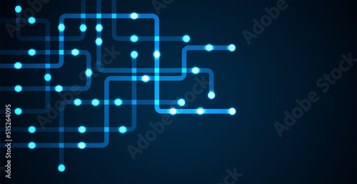 Circuit connect lines and dots. Network technology and Connection concept. Decentralized network nodes connections