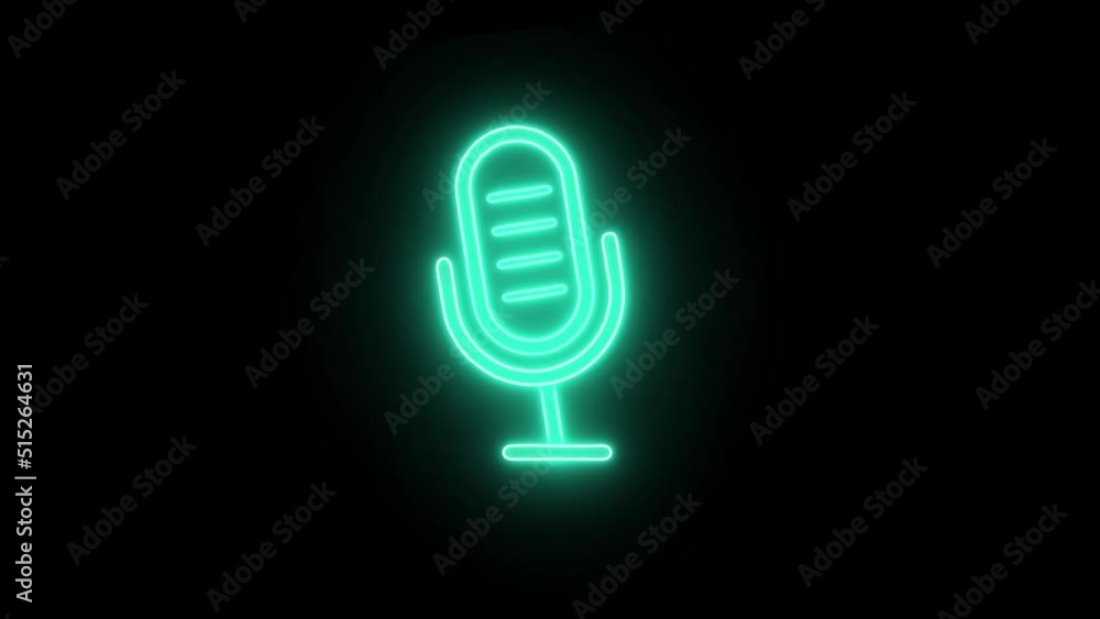 Neon light animation concept icon microphone. Flat animation of UI element available in 4K FullHD and HD video 2D render footage on black background.
Neon light animation concept icon microphone. Flat animation of UI element available in 4K FullHD and HD video 2D render footage on black background.