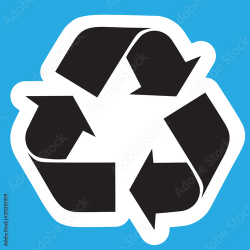Icono de Reciclar negro con contorno blanco