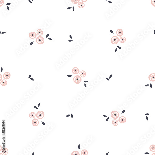 Seamless pattern with hand drawn flowers. Suitable for different prints, nursery, wallpaper, cloth design.
