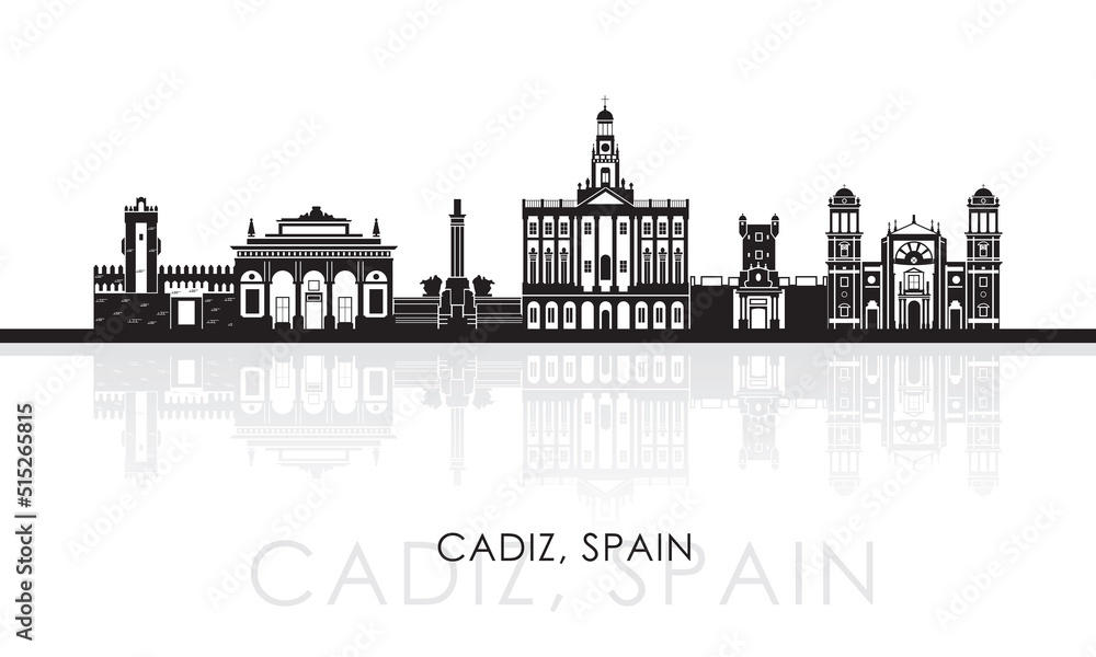 Silhouette Skyline panorama of  Cadiz, Andalusia, Spain - vector illustration