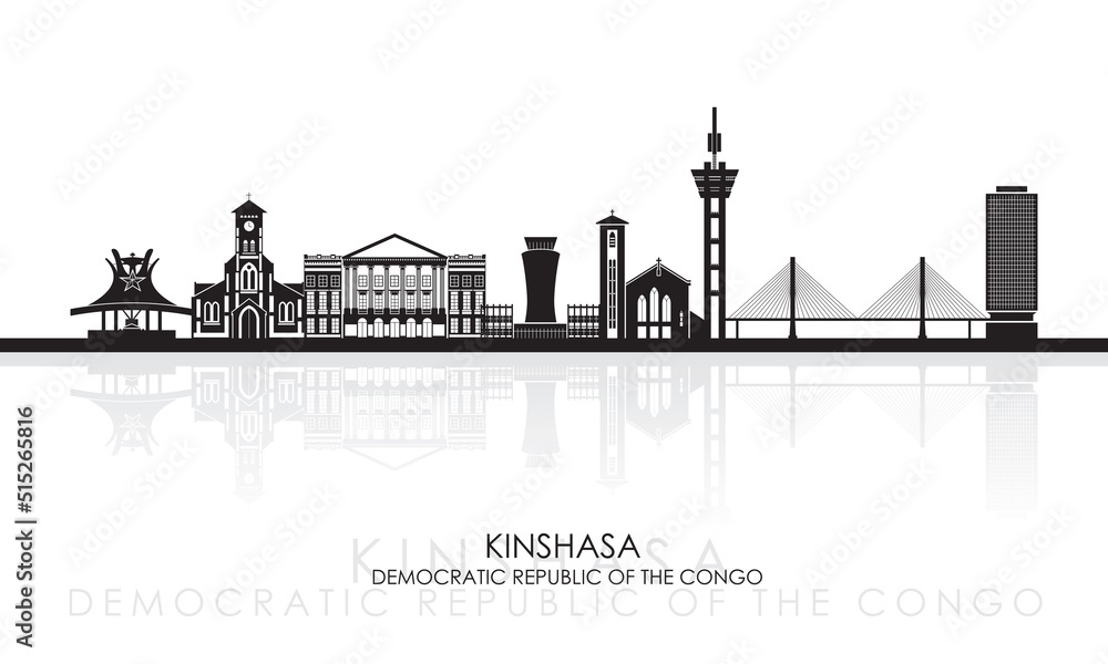 Silhouette Skyline panorama of Kinshasa, Democratic Republic of the Congo - vector illustration