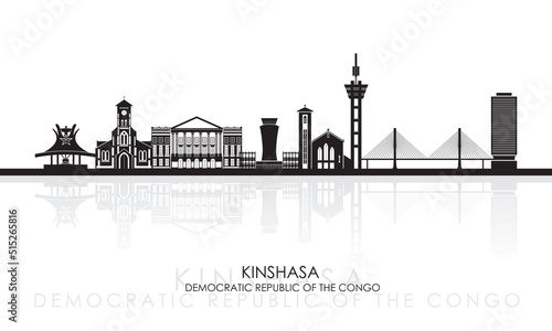 Silhouette Skyline panorama of Kinshasa, Democratic Republic of the Congo - vector illustration