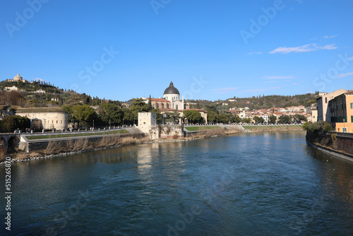 bend of the Adige river that runs through the city of Verona in the Veneto region in northern Italy in southern Europe