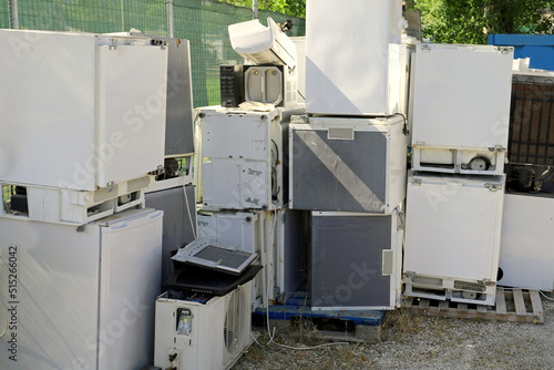 authorized recycling center for the recovery of ferrous material from destroyed household appliances that cannot be used photo