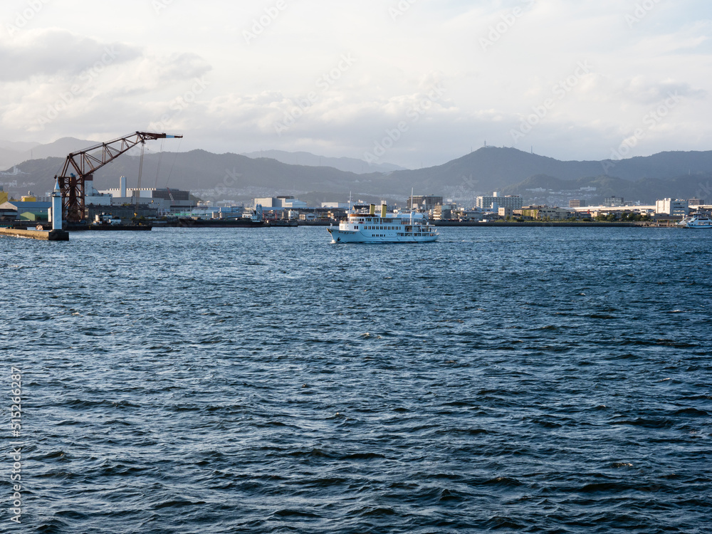 View of Hiroshima Port at sunset - Hiroshima prefecture, Japan View of Hiroshima Port at sunset - Hiroshima prefecture, Japan
