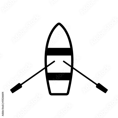 Boat icon. Black contour linear silhouette. Top view. Vector simple flat graphic illustration. Isolated object on a white background. Isolate.