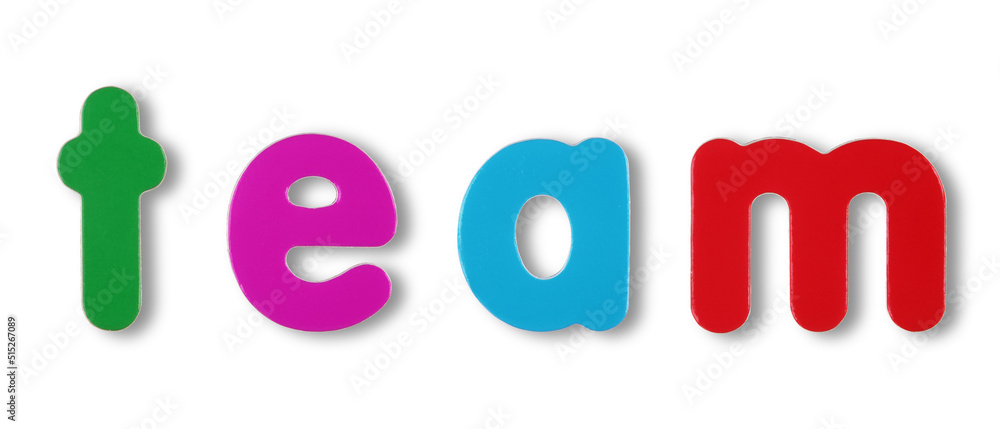 Team coloured magnetic letters on white with clipping path Team coloured magnetic letters on white with clipping path