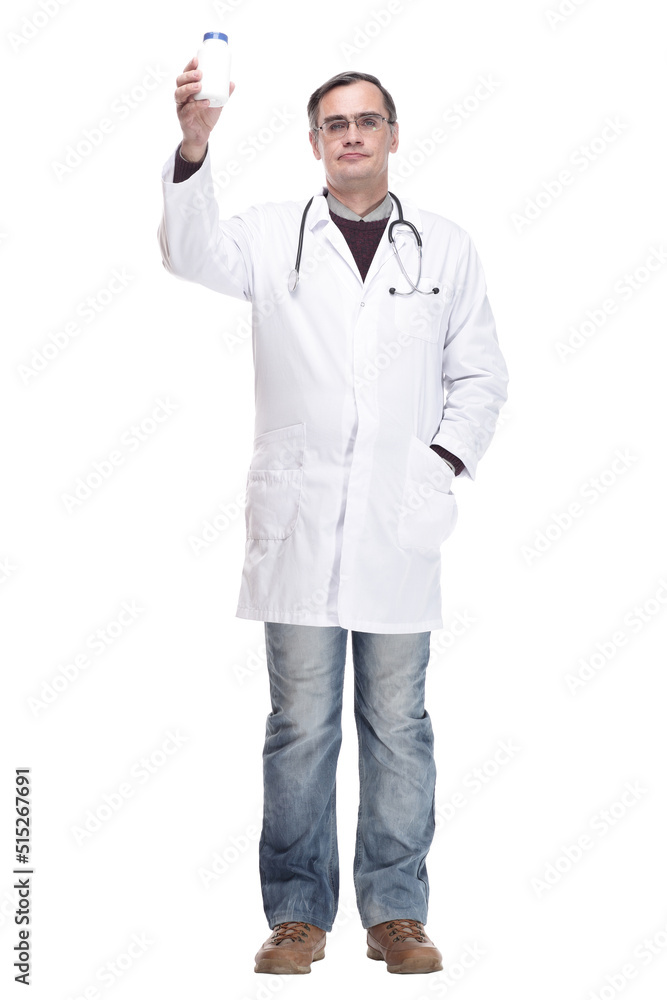 in full growth.qualified doctor with sanitizer in hand. in full growth.qualified doctor with sanitizer in hand.