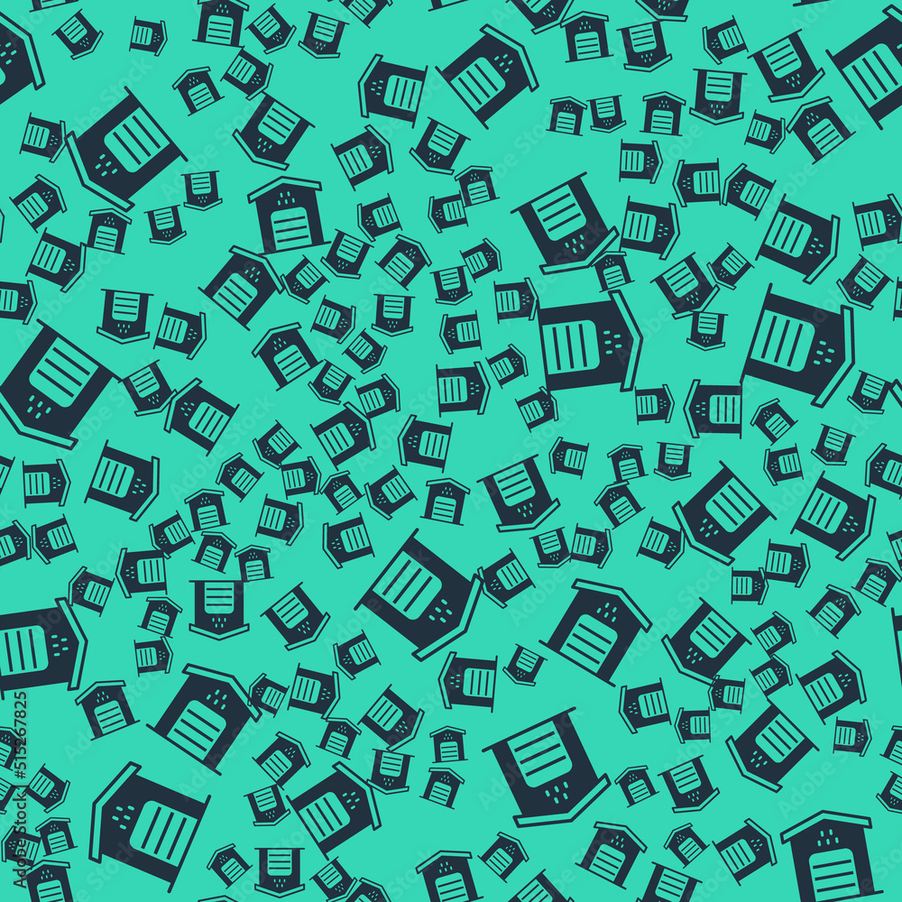 Black Garage for taxi car icon isolated seamless pattern on green background. Vector Black Garage for taxi car icon isolated seamless pattern on green background. Vector