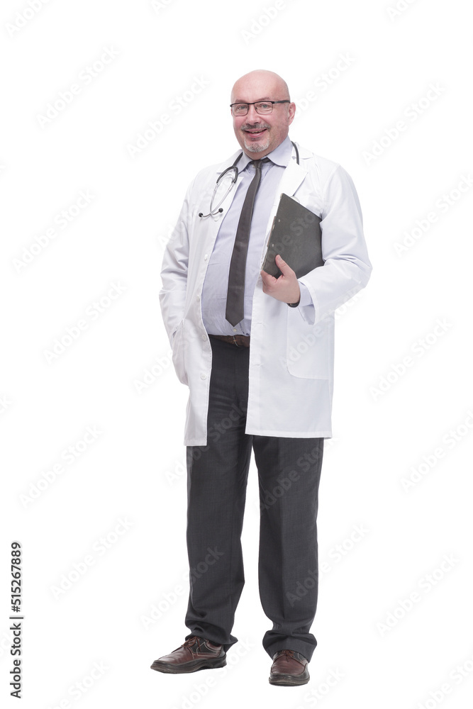 mature doctor with clipboard .isolated on a white background. mature doctor with clipboard .isolated on a white background.