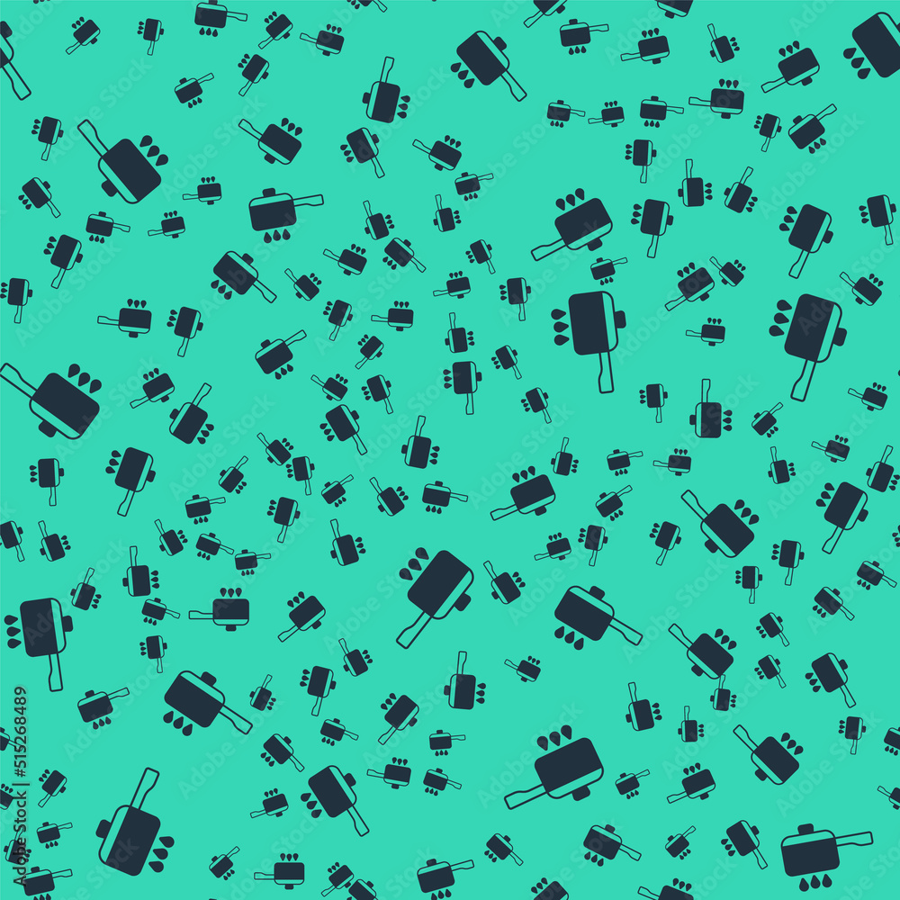 Black Cooking pot on fire icon isolated seamless pattern on green background. Boil or stew food symbol. Vector Black Cooking pot on fire icon isolated seamless pattern on green background. Boil or stew food symbol. Vector