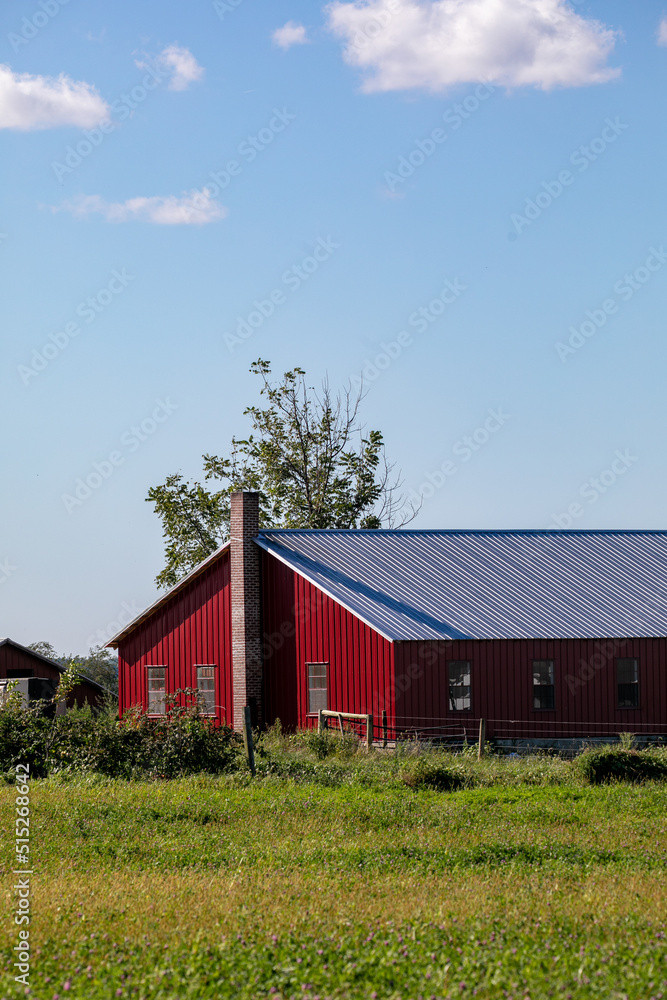 Red barn on an Amish farm behind an overgrown pasture | Amish country, Ohio Red barn on an Amish farm behind an overgrown pasture | Amish country, Ohio