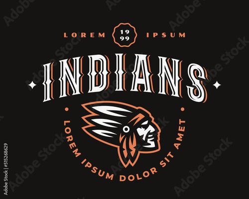 American Indian modern logo, emblem design template. Native american vector illustration.