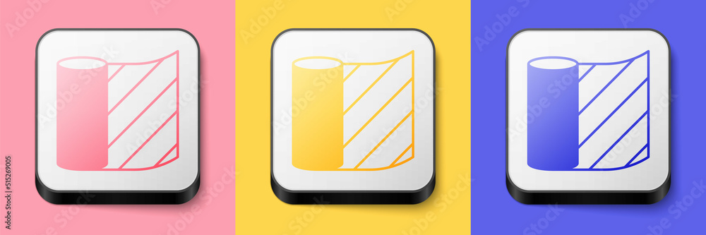Isometric Wallpaper icon isolated on pink, yellow and blue background. Square button. Vector Isometric Wallpaper icon isolated on pink, yellow and blue background. Square button. Vector