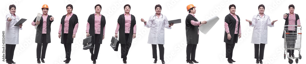 collage of a woman in full growth displaying many professions collage of a woman in full growth displaying many professions