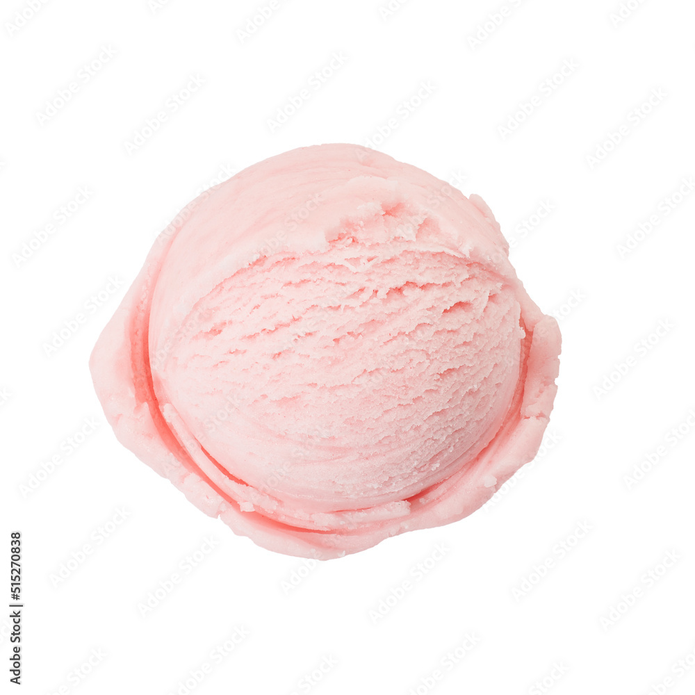 Strawberry ice cream ball isolated on white background Strawberry ice cream ball isolated on white background