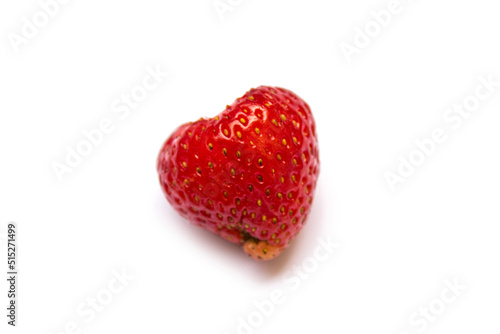 red fresh strawberry on white background