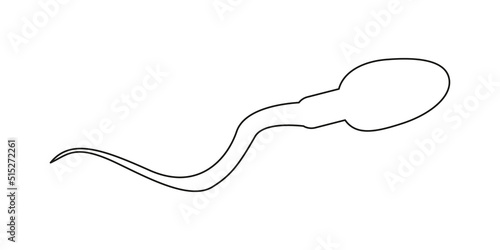 Spermatozoa icon. Human sperm cell in outline style. Male fertility, semen test, spermatozoon analysis concept. Vector graphic illustration.