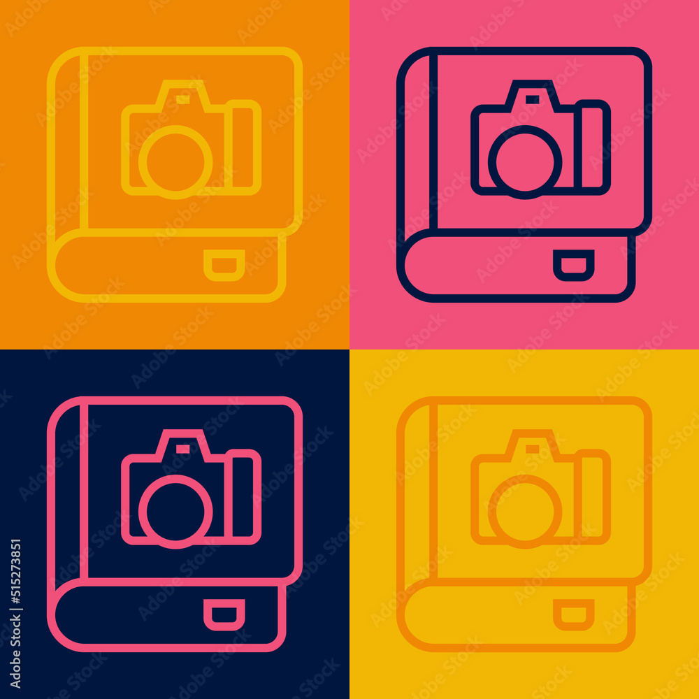 Pop art line Photo album gallery icon isolated on color background. Vector Pop art line Photo album gallery icon isolated on color background. Vector