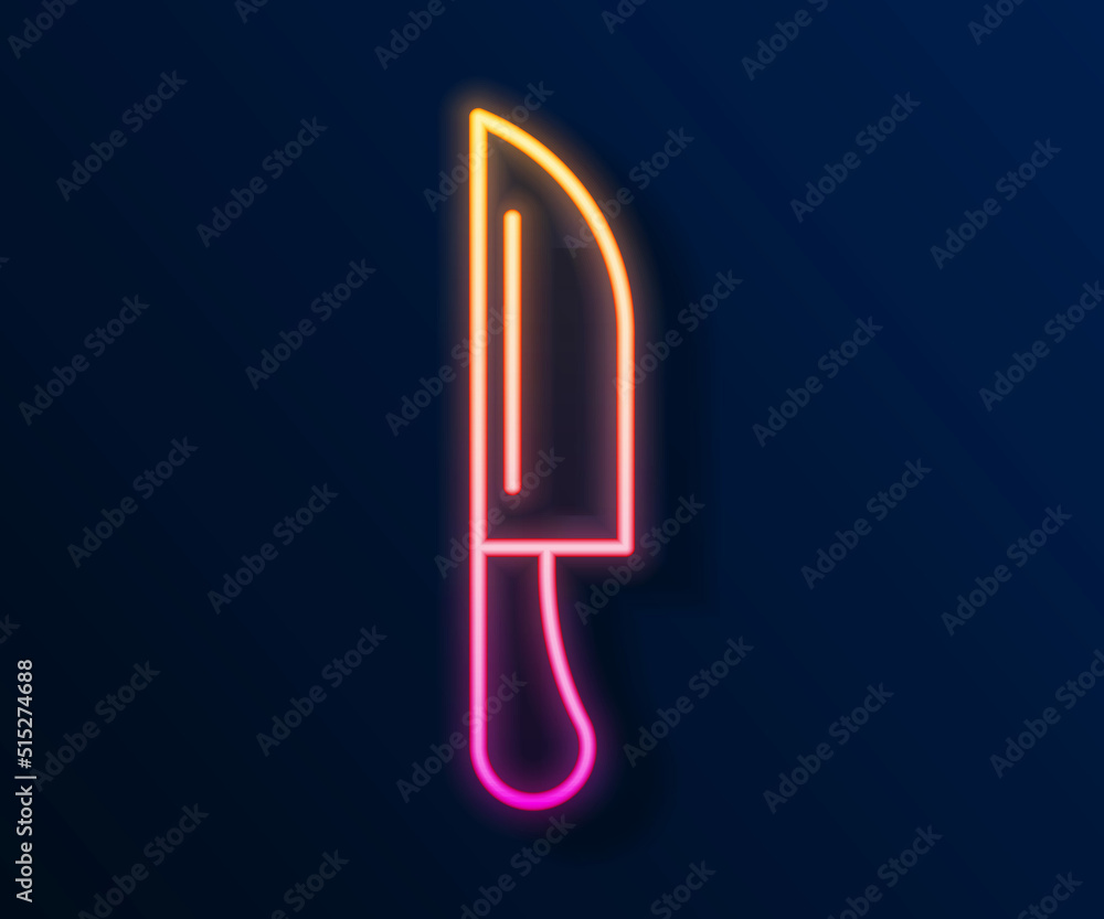 Glowing neon line Knife icon isolated on black background. Cutlery symbol. Vector Glowing neon line Knife icon isolated on black background. Cutlery symbol. Vector