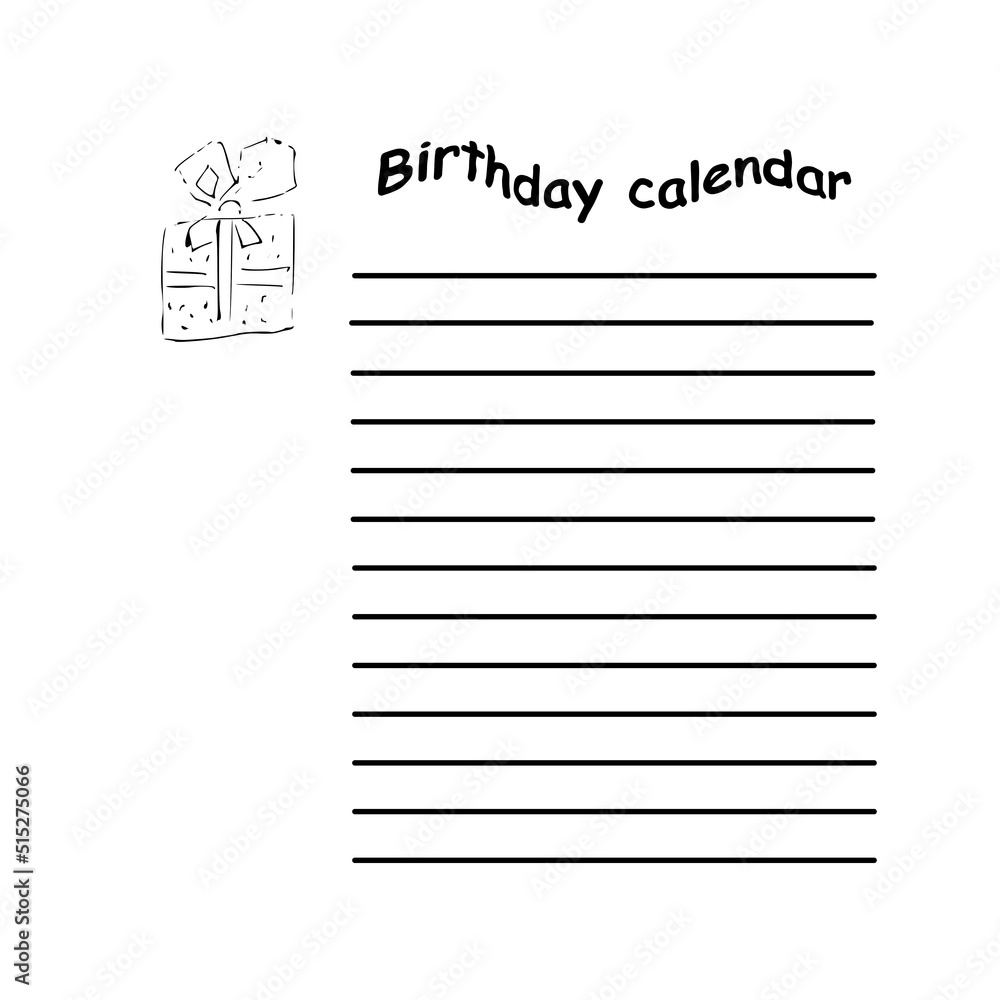 Birthday Calendar Daily Planner Blank Template Vector Digital birthday-calendar-daily-planner-blank-template-vector-digital