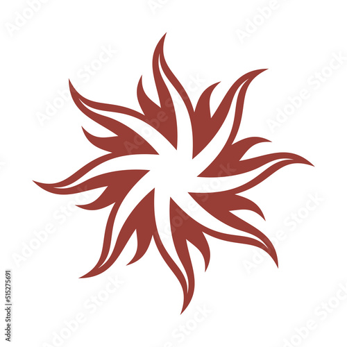 Sunflower Flame Twisting Sun Icon Logo Idea Tattoo