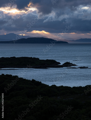 The sun setting over the isle of Skye