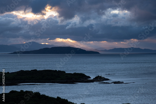 The sun setting over the isle of Skye