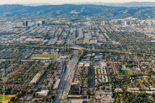 I-405 and I-10 Interchange Freeway Aerial, Los Angeles, California photo