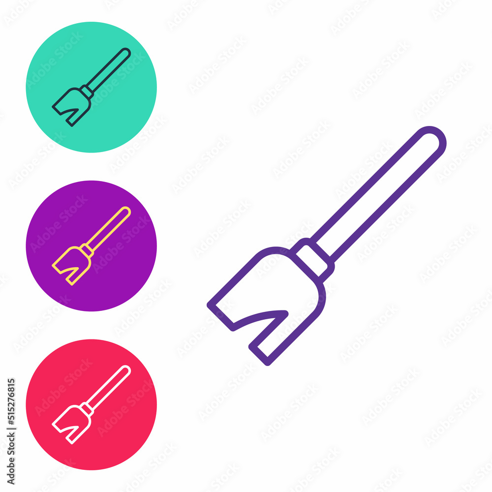 Set line Witches broom icon isolated on white background. Happy Halloween party. Set icons colorful. Vector Set line Witches broom icon isolated on white background. Happy Halloween party. Set icons colorful. Vector
